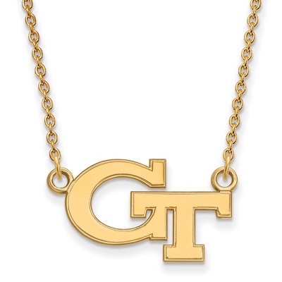 Black Bow Jewelry 10k Yellow Gold Georgia Tech Yellow Jackets NCAA Necklace 18 Inch
