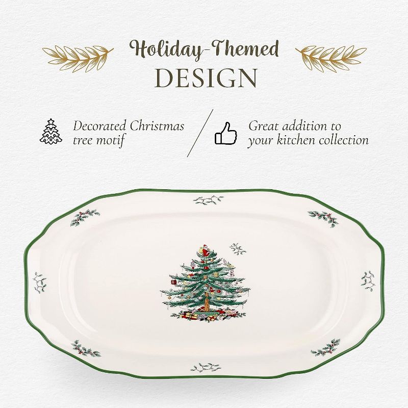 Spode Christmas Tree 14 Inch Sculpted Oval Platter, 3 of 9