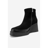 Livia - Black Suede Leather Wedge Boot (Women) black suede 6 Forever & Always Shoes US - 4 of 4