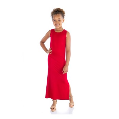 24seven Comfort Apparel Girls Side Slit Maxi Dress