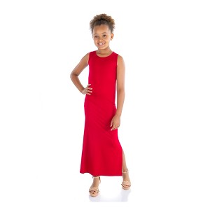 24seven Comfort Apparel Girls Side Slit Maxi Dress - 1 of 4