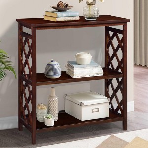 VYNXARIA Console Table 3 Tier with Storage Shelves,Open Bookshelf Bookcase with Solid Wood Legs for Hallway, Living Room and Bedroom, - 1 of 4