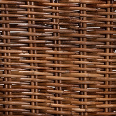 Natural Brown Teak Wood and Rattan 2-Piece Dining Chair Set