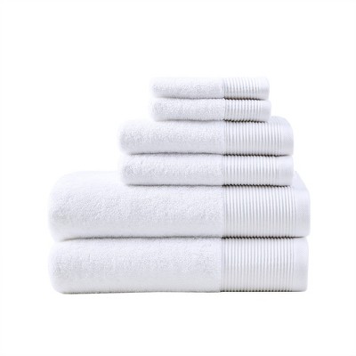 Vynxaria White 6 Piece Antimicrobial Cotton Tencel Towel Set
