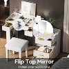 3-in-1 Makeup Vanity Desk with Flip-Top Mirror & LED, Adjustable Length Vanity Table Dressing Table Writing Desk with Drawers & Shelves - ModernLuxe - 4 of 4