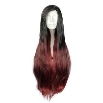 Unique Bargains Curly Women's Wigs 33" Black Gradient Red with Wig Cap