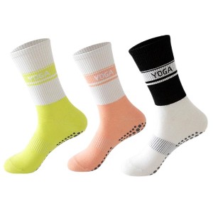 Anna-Kaci 3 Pairs Women's Non-Slip Yoga Crew Socks Soft Cotton Grip Sole Ribbed Cuff for Fitness - 1 of 4