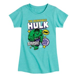 Girls' - Marvel - Hulk Sticker Collage Fitted Short Sleeve Graphic T-Shirt - 1 of 4