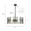 LNC Fiorekaury 8-Lights 31.5" Modern Oversized Luxury Drum Chandelier, Matte Black and Texture Glass - 3 of 4