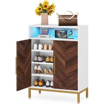 Tribesigns 5-Tier Shoe Cabinet with LED Light, Freestanding Shoes Storage Rack
