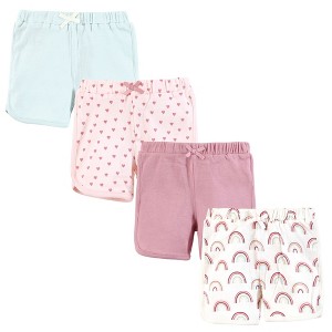 Hudson Baby Infant Girls Shorts Bottoms 4-Pack, Soft Rainbow - 1 of 4