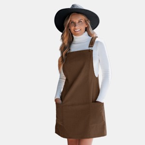 Women's Corduroy Front Pocket Overalls Mini Dress - Cupshe - 1 of 4