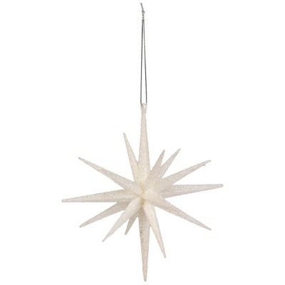 Northlight Sparkling Glitter Starburst Hanging Christmas Ornament - 6" - White