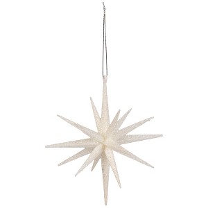 Northlight Sparkling Glitter Starburst Hanging Christmas Ornament - 6" - White - 1 of 4