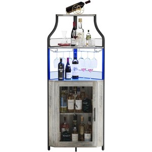 Acekool Corner Bar Cabinet, Wine Rack with Glass Holder, Metal Frame, Space-Saving Home Bar - 1 of 4