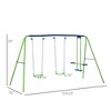 NAYSAYE Swing Set Metal Playset with Dual Swings and Glider Adjustable Seats for Backyard Play, Green, 48.4"*13.8"*6.2" - 3 of 4