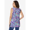 Woman Within Plus Size Perfect Printed Sleeveless Shirred V-Neck Tunic - 3 of 4