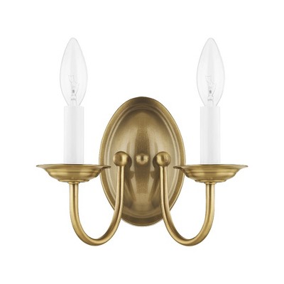 Elegant Antique Brass 2-Light Wall Sconce for Vanity