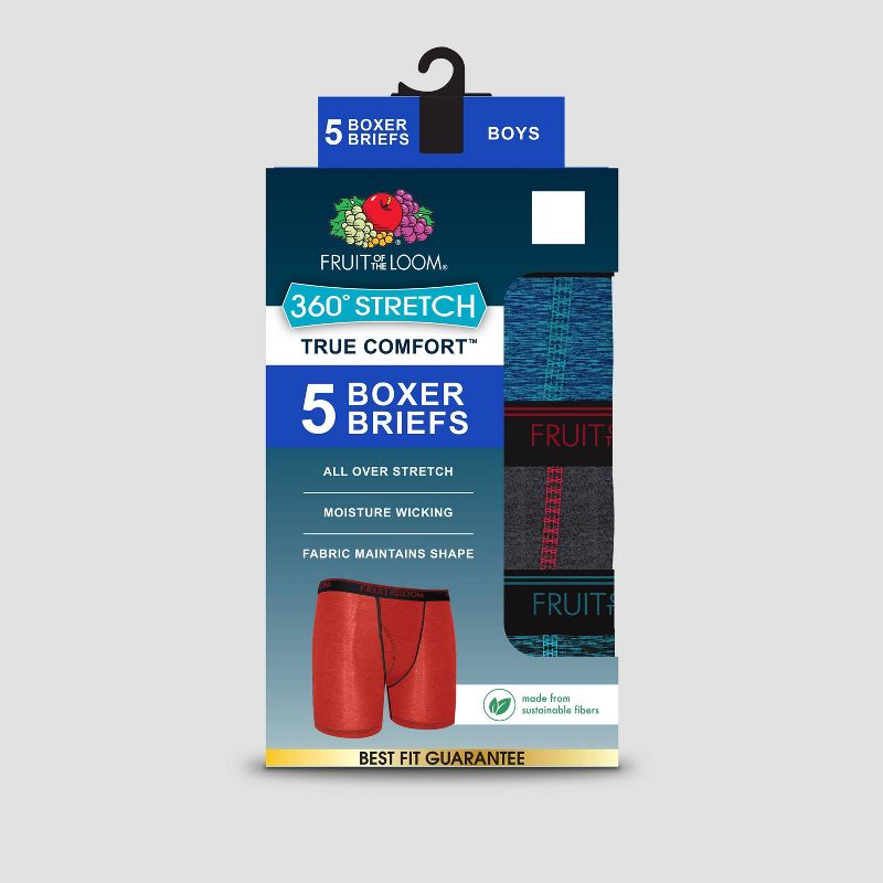 Fruit of the Loom Boys' 5pk Stretch True Comfort Boxer Briefs - Colors May Vary, 3 of 5
