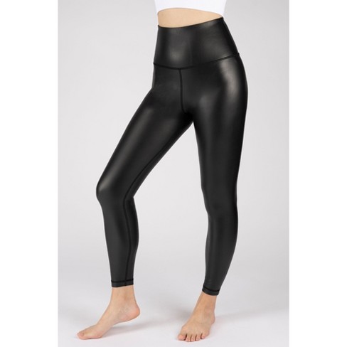 90 Degree By Reflex Womens Super High Waist Faux Leather Fleece Lined Ankle  Leggings : Target