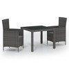vidaXL 3 Piece Patio Dining Set with Cushions Poly Rattan Gray - 2 of 4