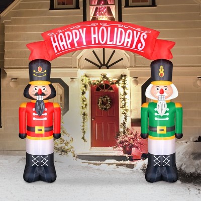 Airflowz 8ft Inflatable Nutcrackers Archway with Happy Holidays Banner