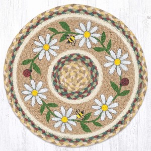Earth Rugs Round Daisy Table Placemat – Rustic Country Kitchen Accent 15"x15" - 1 of 3