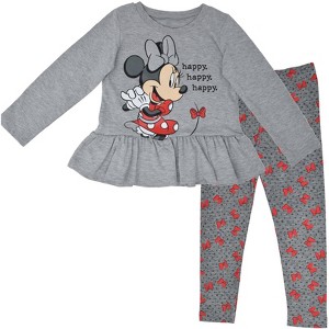 Disney Minnie Mouse Mickey Mouse T-Shirt and Leggings Outfit Set Infant to Big Kid - 1 of 4