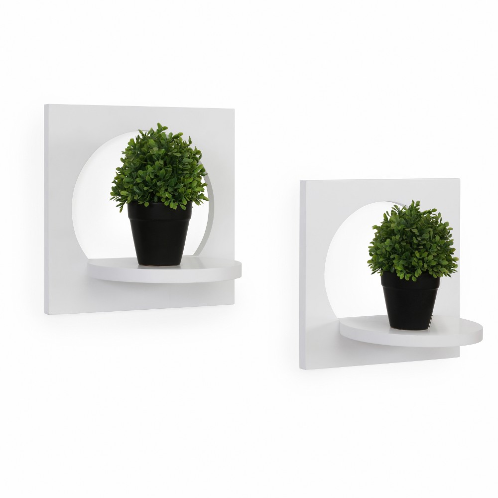 Photos - Garden & Outdoor Decoration Danya B. 11.6" x 7.7" 2pc Round Silhouette Shelf Set White: Includes Mounting Hardware, MDF Composite Material