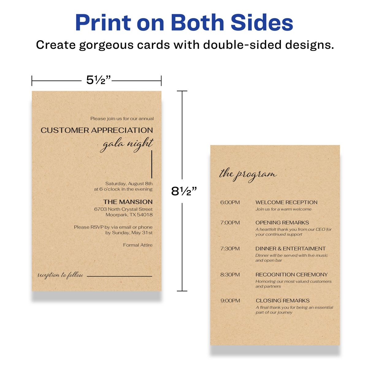 Avery 5-1/2" x 8-1/2" Rectangle, Kraft Brown Invitation Cards - thumbnail 6