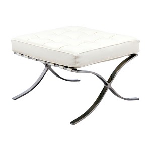 LeisureMod Bellefonte Pavilion Ottoman, Italian Leather Cushion with Stainless Steel Frame, Modern Accent for Living Rooms, Offices, and Lounges - 1 of 4