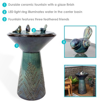 Green Glazed Ceramic Outdoor Fountain with LED Lights