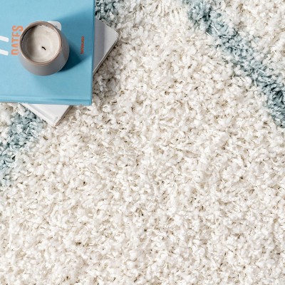 Blue Geometric Shag Oval 4' x 6' Area Rug