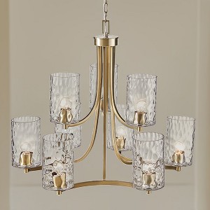 9-light Round Tiered Chandelier with Textured Glass Shades - 1 of 1