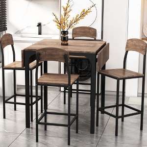 Whisen Farmhouse 5-piece Counter Height Drop Leaf Dining Table Set with Dining Chairs - 1 of 4