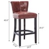 BABYYER Leather Bar Stools, 26" Wooden Barstools Set of 2, 360°  Swivel Counter Height Chairs with Nail-Head Trim for Kitchen Island - 4 of 4