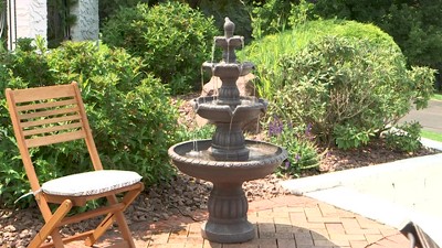 Mediterranean Light Brown Resin 49" 4-Tier Outdoor Fountain