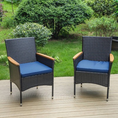 2pk Outdoor Rattan Arm Chairs with Cushions - Captiva Designs