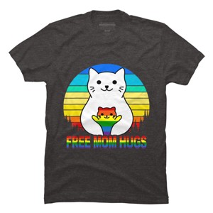 Adult Design By Humans Free Mom Cat Hugs Pride Sunrise By Avocato T-Shirt - 1 of 2