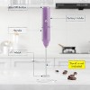 Powerful Milk Frother Wand, Mini Handheld Stainless Steel Whisk, Battery-Powered, Suitable For Coffee, Lattes, Cappuccinos-Purple - 3 of 4