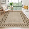 Modern Geometric Bordered Living Room Bedroom Rugs, Ultra Thin Soft Non Slip Large Carpet for Dining Room Office Classroom - 3 of 4