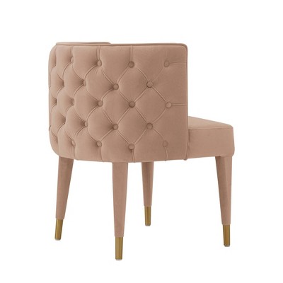 Blush Velvet Tufted Upholstered Dining Chair with Gold Tips