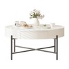 Wood Round Coffee Table with Drawers Circle Living Room Table - 3 of 4