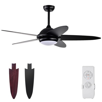Tangkula 52" Ceiling Fan with Light and Remote Control Indoor Modern Ceiling Fan with Quiet Reversible ETL Motor Black/Silver/White