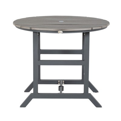 Aluminum Frame Round Patio Table with Umbrella Hole, Outdoor Dining Table for 4 People