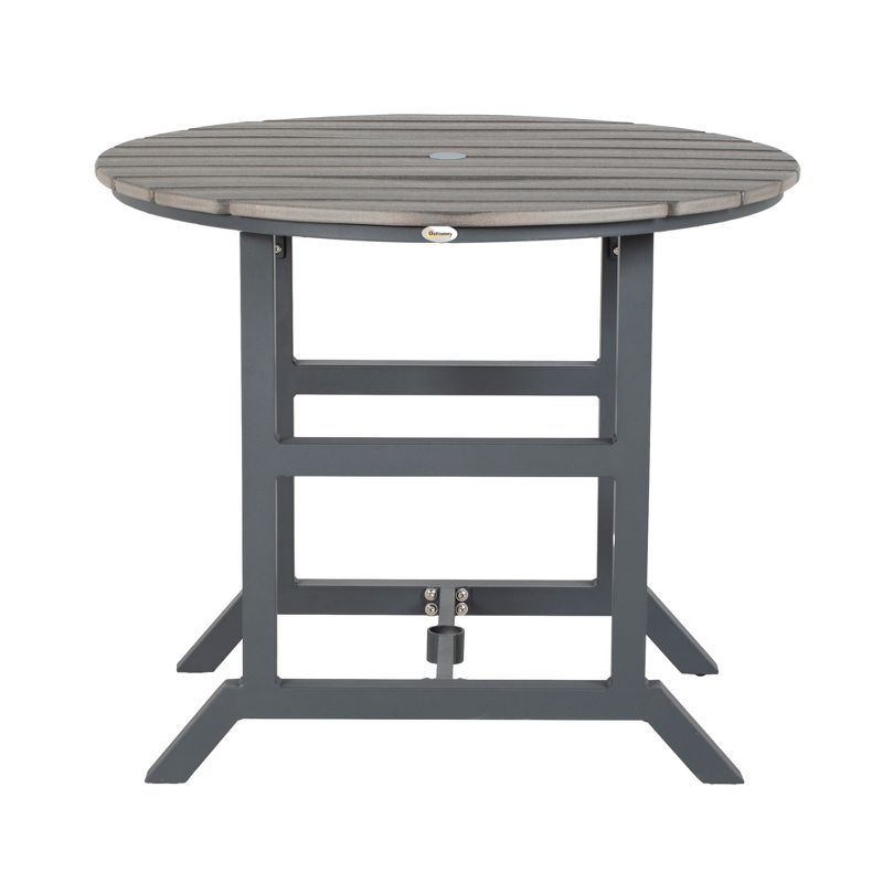 Outsunny Outdoor Dining Table for 4 People, Round Patio Table with Umbrella Hole and Aluminum Frame, 4 of 7