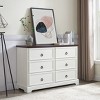 Okak 6-Drawer Dresser for Bedroom with Vintage Handles,Wooden Chest of Drawers Closet Storage Cabinet Farmhouse Style for Living Room, Hallway - 2 of 4