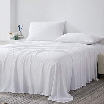 Southshore Fine Living 100% Rayon From Bamboo 4-Piece 21-in Extra-Deep Pocket Sheet Set White Queen