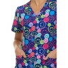 Medichic Scrubs Printed V-Neck Scrub Top - Four Pocket Fashion Scrub Top for Women, Be Happy Smiles, X Small - 4 of 4