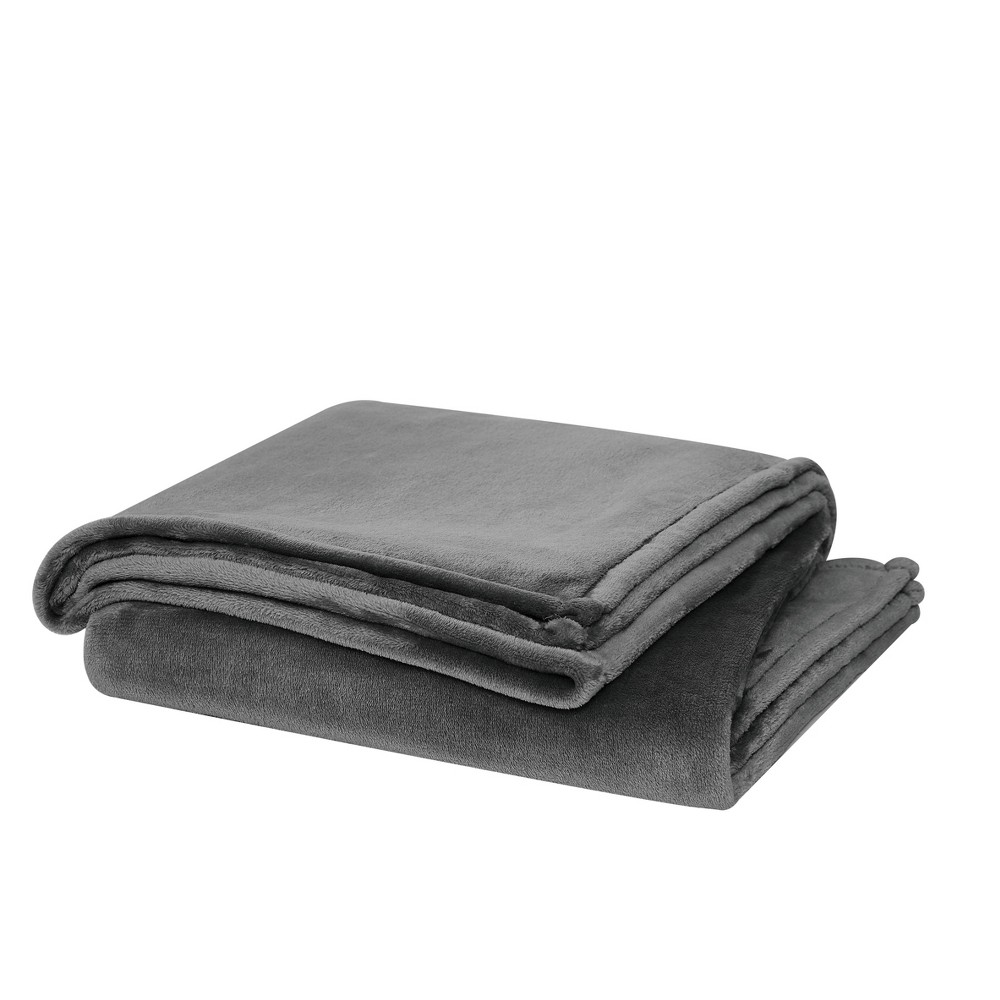 Photos - Duvet Cannon King Solid Plush Blanket Gray